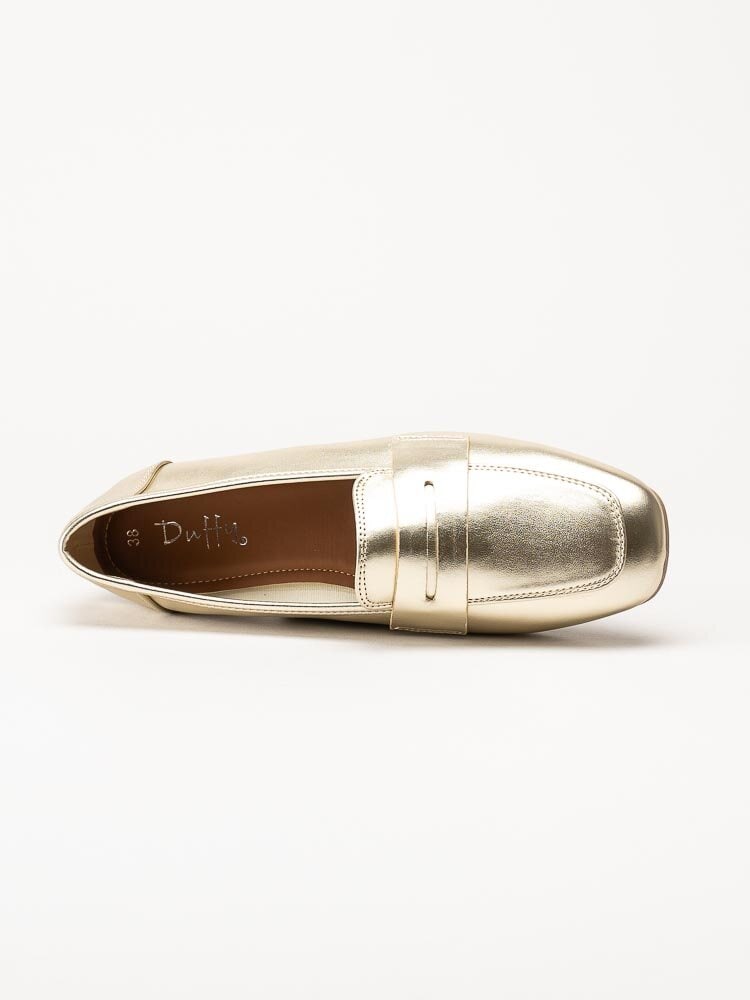 Duffy - Guldmetallic loafers i skinnimitation