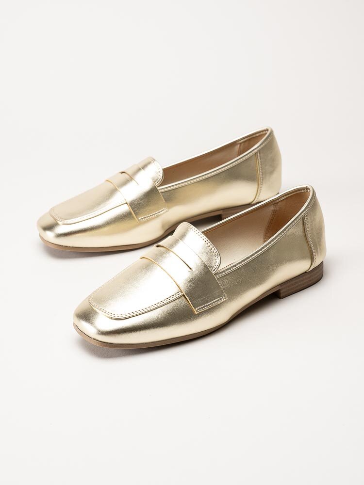 Duffy - Guldmetallic loafers i skinnimitation