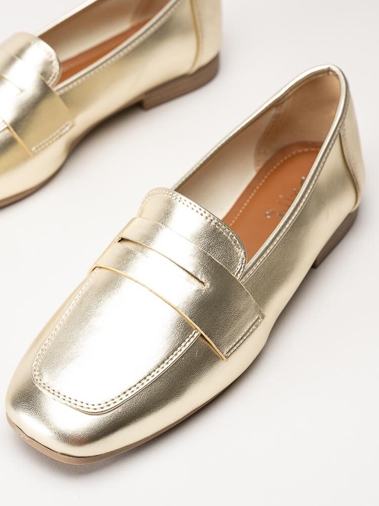 Duffy - Guldmetallic loafers i skinnimitation