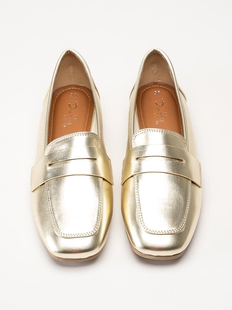 Duffy - Guldmetallic loafers i skinnimitation