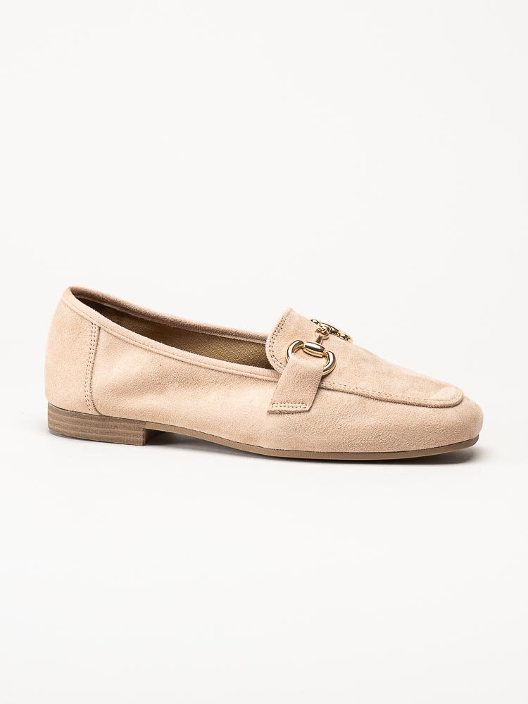 Duffy - Beige loafers med guldfärgat bett