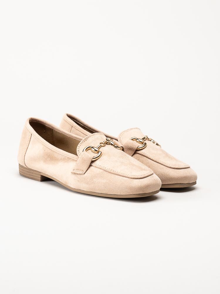 Duffy - Beige loafers med guldfärgat bett