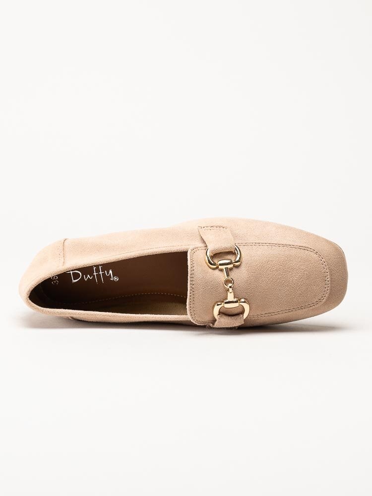 Duffy - Beige loafers med guldfärgat bett