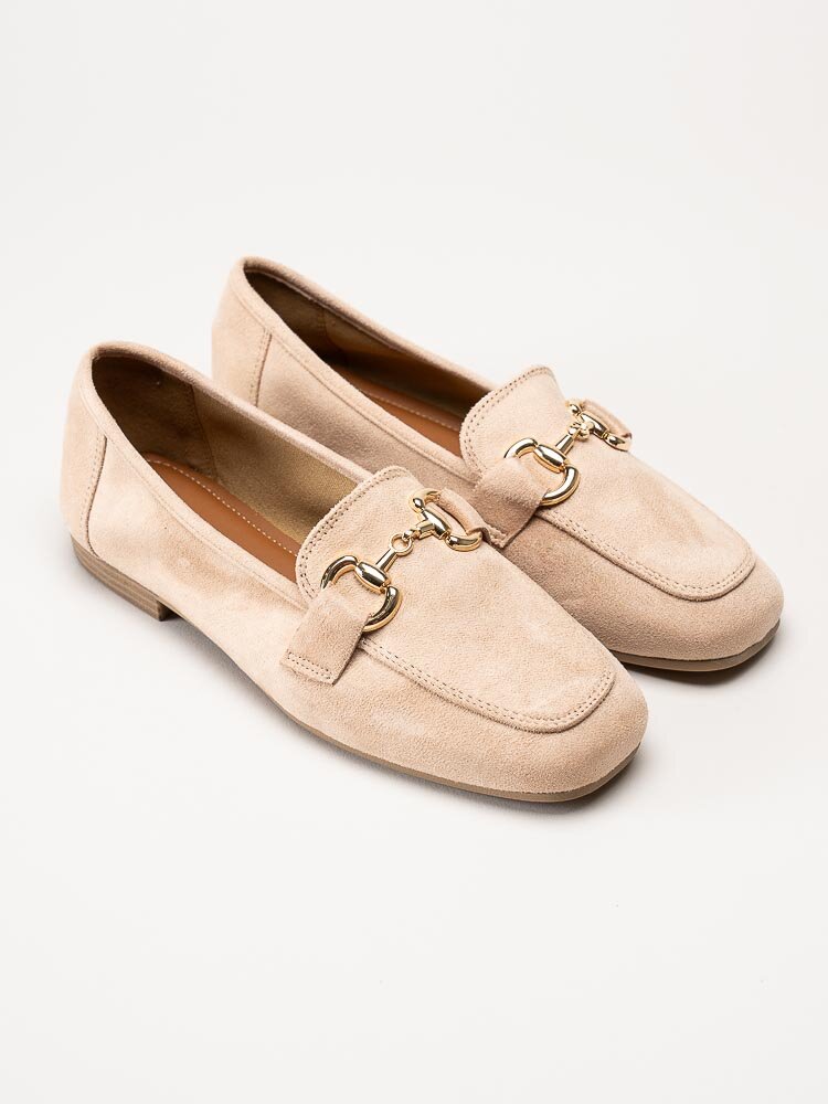 Duffy - Beige loafers med guldfärgat bett