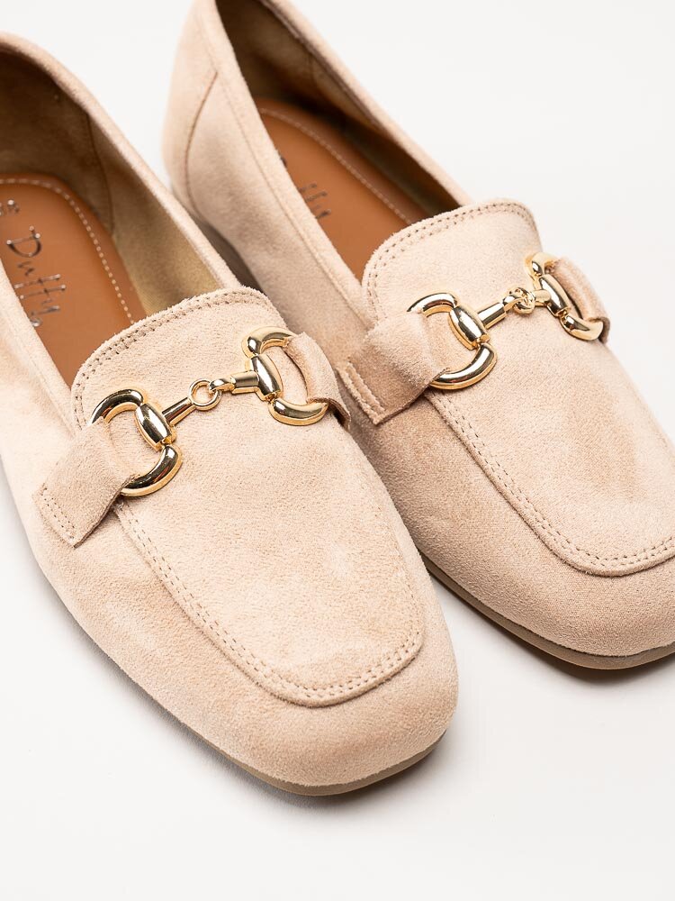 Duffy - Beige loafers med guldfärgat bett