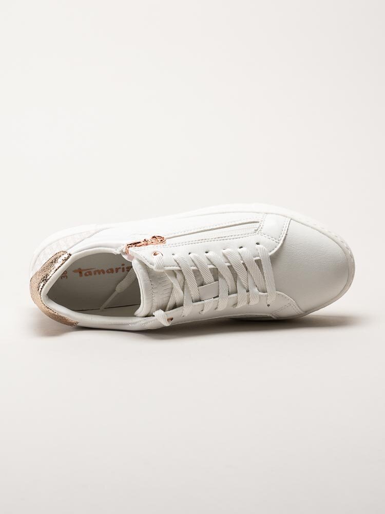 Tamaris - Vita sneakers i skinnimitation