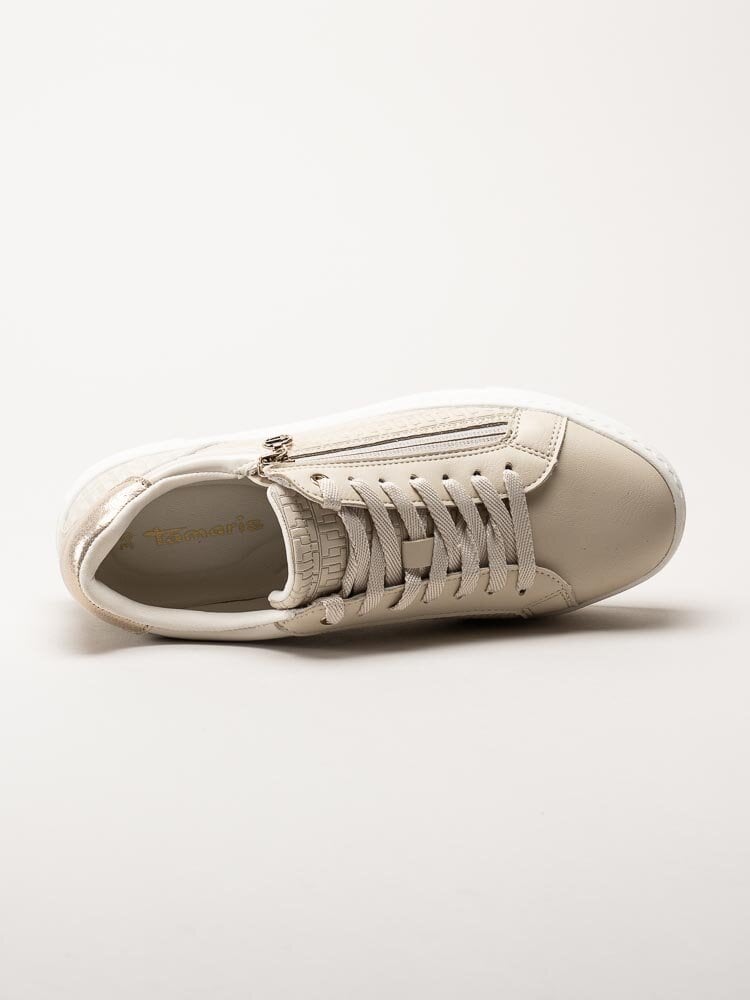 Tamaris - Beige sneakers i skinnimitation