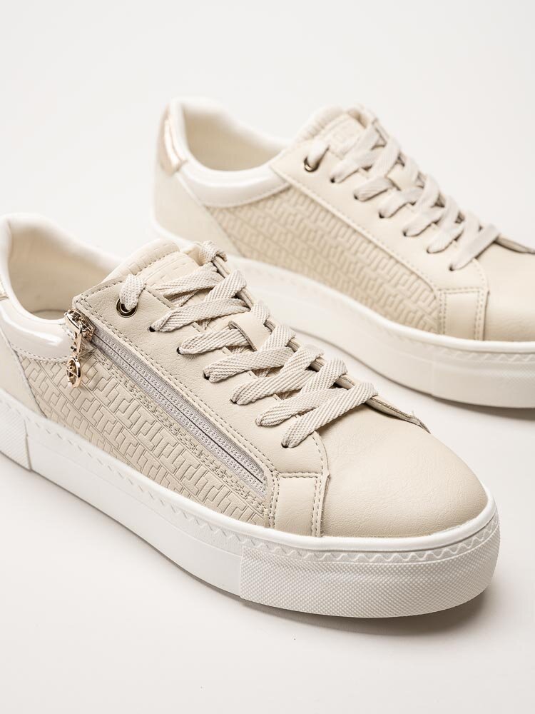 Tamaris - Beige sneakers i skinnimitation