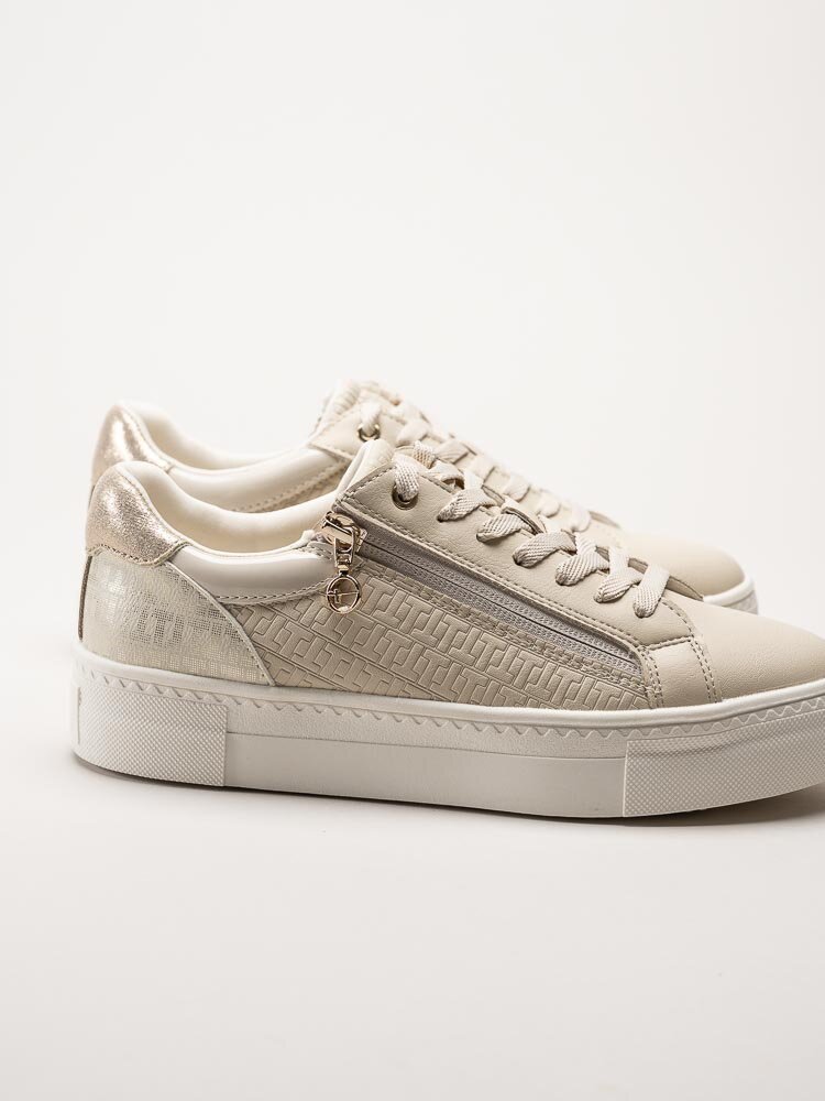 Tamaris - Beige sneakers i skinnimitation