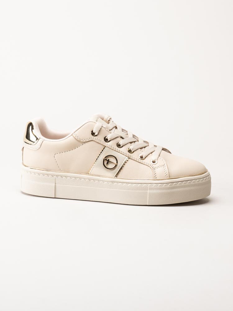 Tamaris - Beige sneakers i skinn