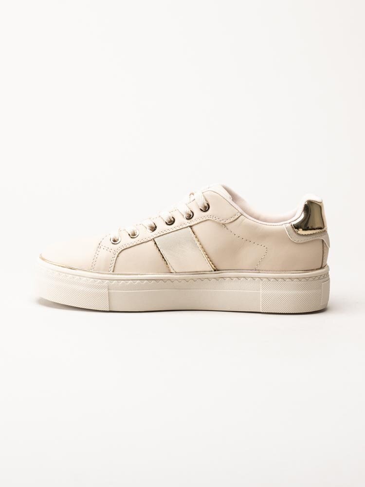 Tamaris - Beige sneakers i skinn