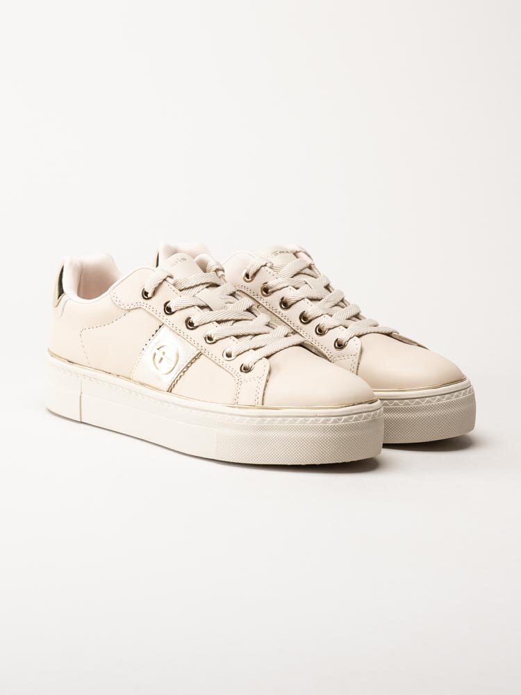 Tamaris - Beige sneakers i skinn