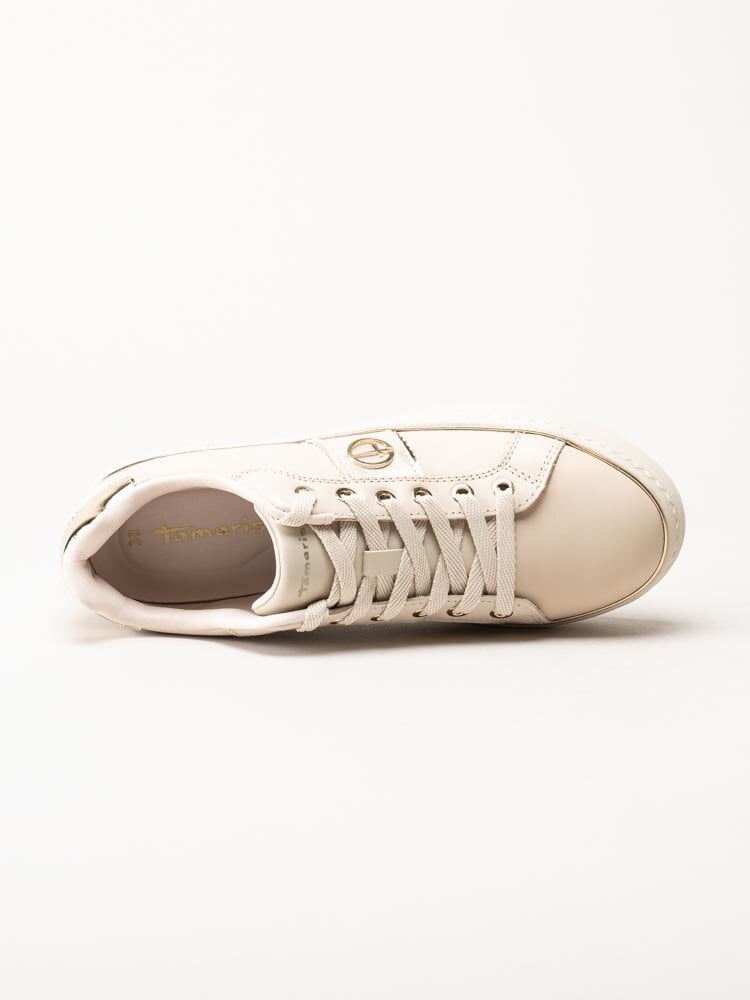 Tamaris - Beige sneakers i skinn