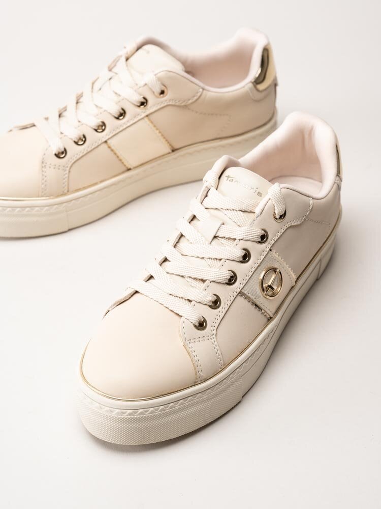 Tamaris - Beige sneakers i skinn