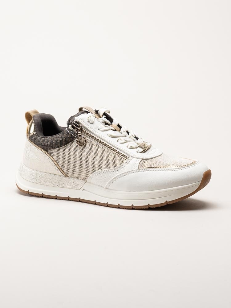 Tamaris - Beige sneakers i skinnimitation