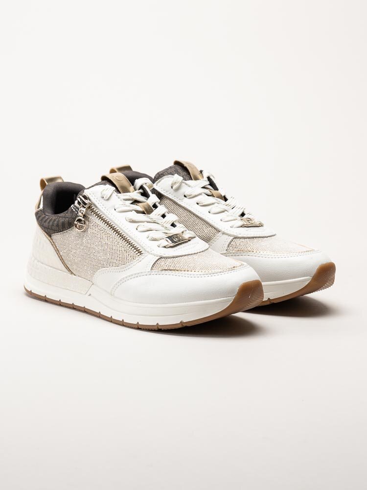 Tamaris - Beige sneakers i skinnimitation