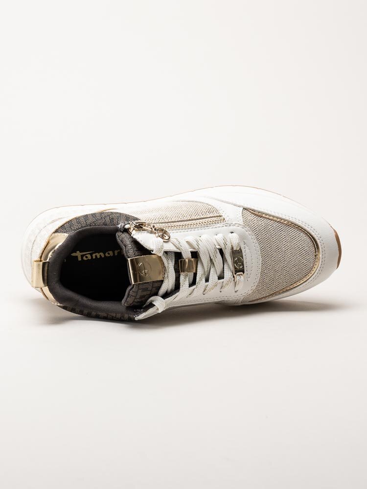 Tamaris - Beige sneakers i skinnimitation