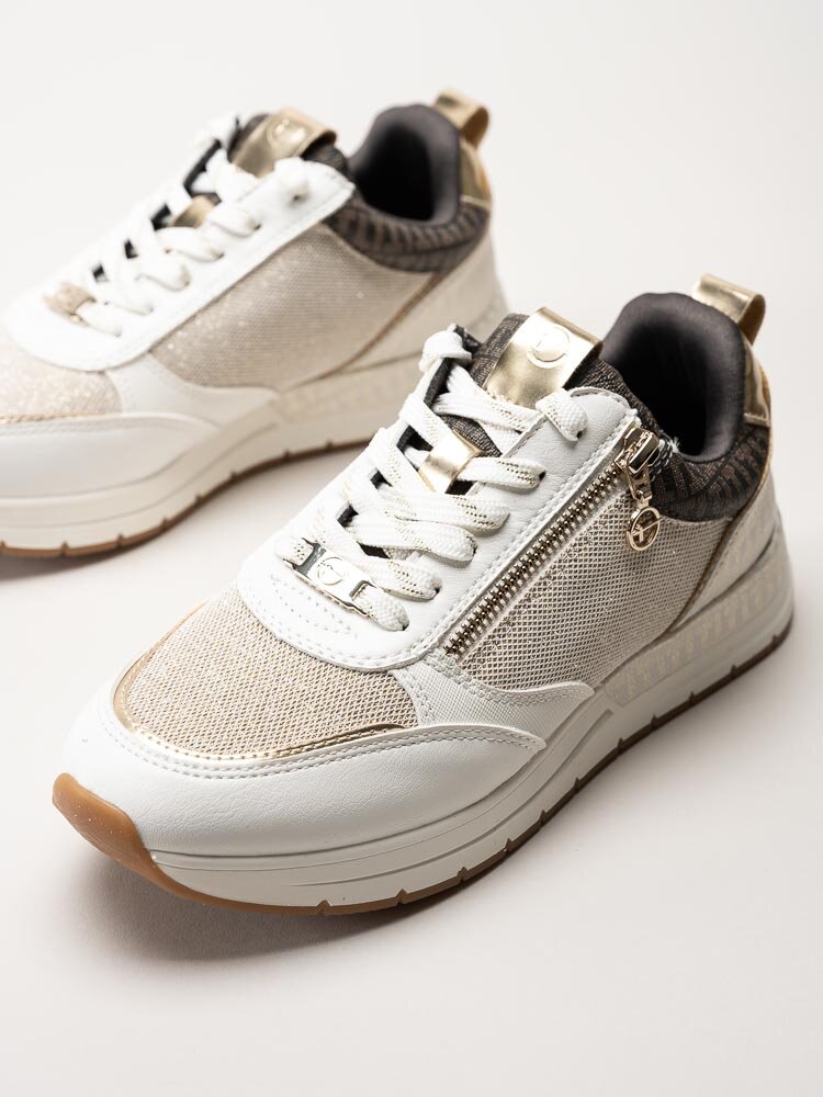 Tamaris - Beige sneakers i skinnimitation