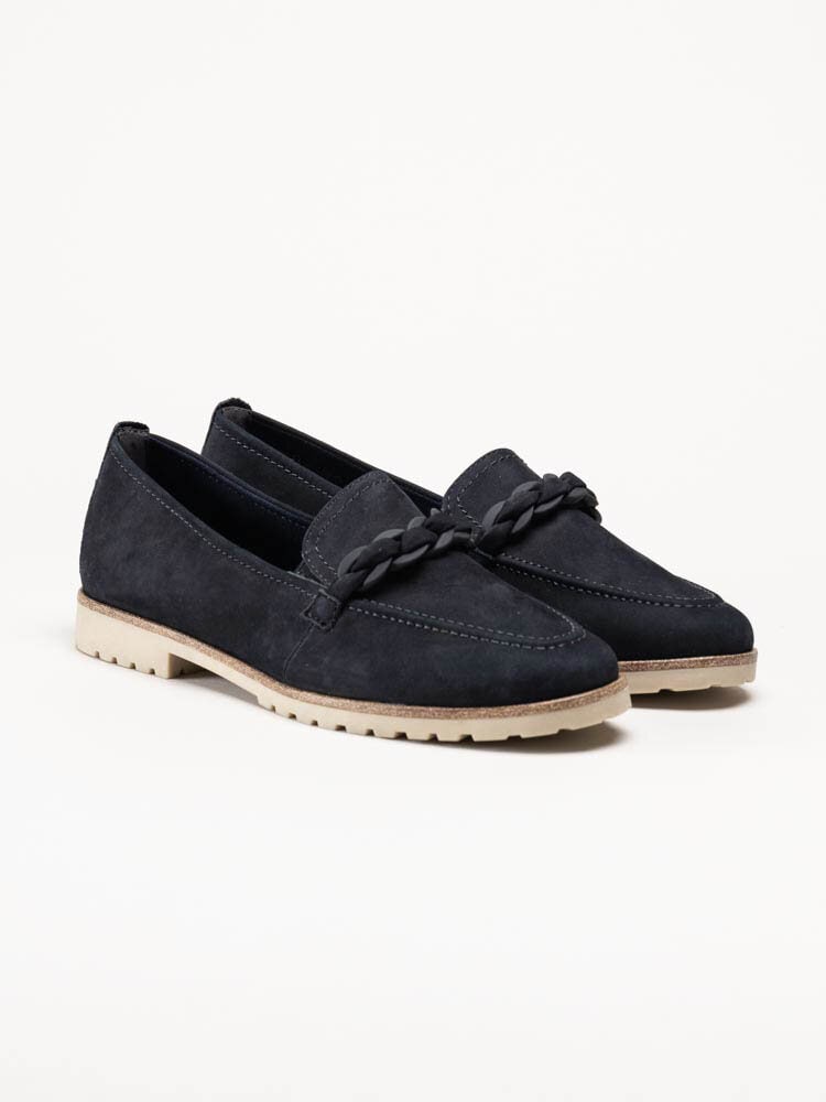 Tamaris - Marinblå loafers i nubuck