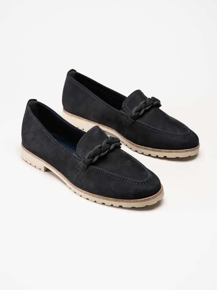 Tamaris - Marinblå loafers i nubuck