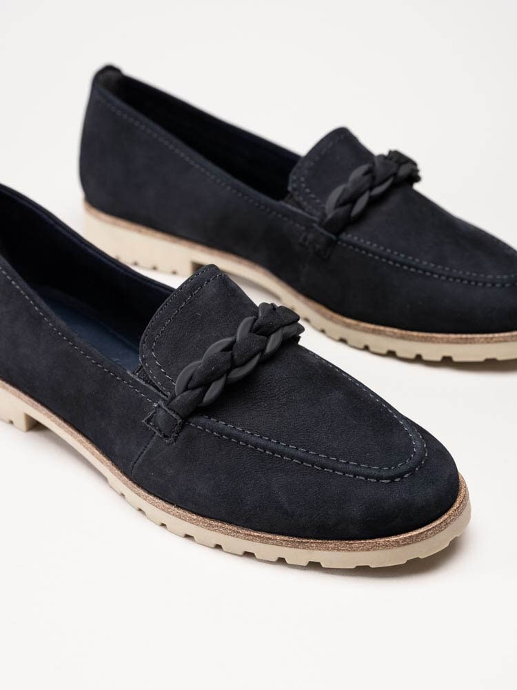 Tamaris - Marinblå loafers i nubuck