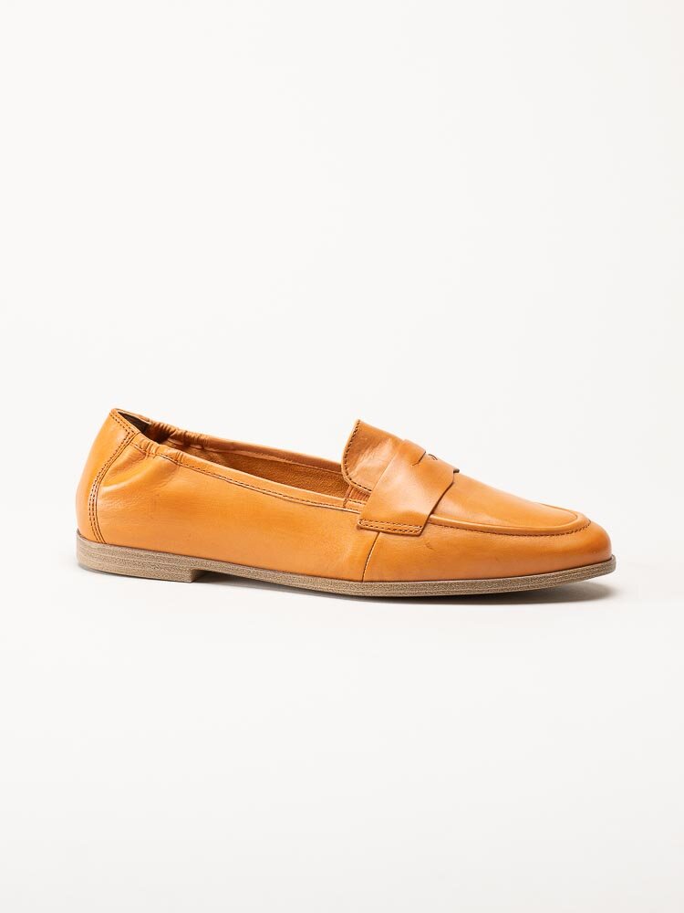 Tamaris - Orange pennyloafers i skinn