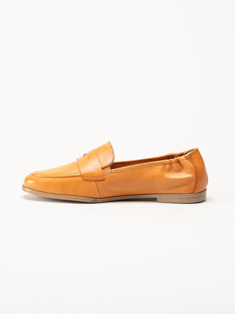 Tamaris - Orange pennyloafers i skinn