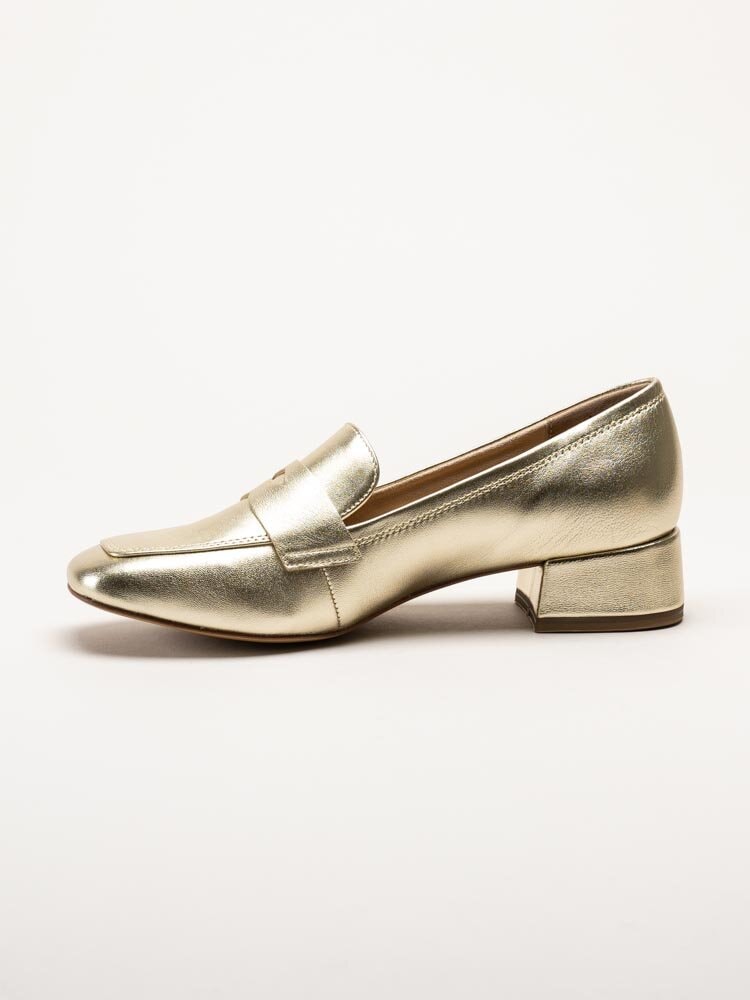 Tamaris - Guldmetallic loafers i skinn