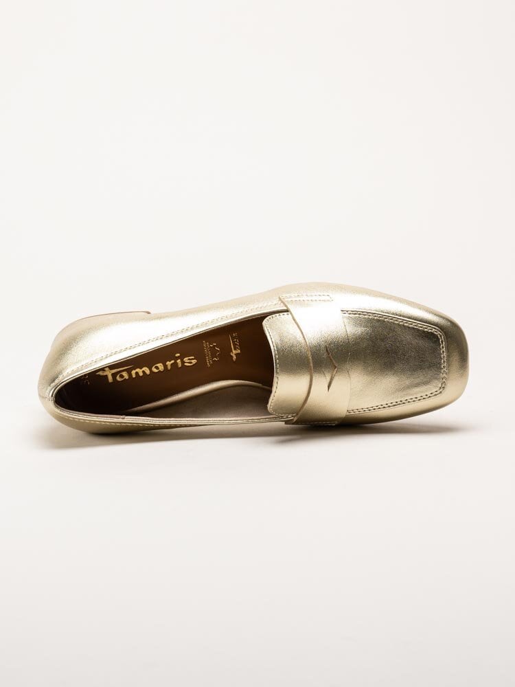 Tamaris - Guldmetallic loafers i skinn