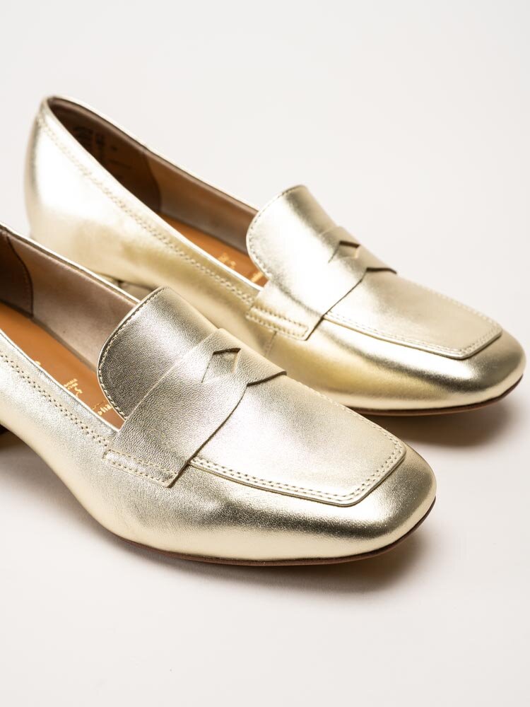 Tamaris - Guldmetallic loafers i skinn