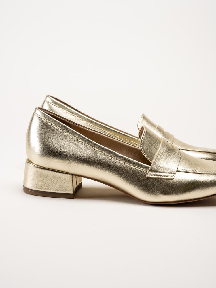 Tamaris - Guldmetallic loafers i skinn