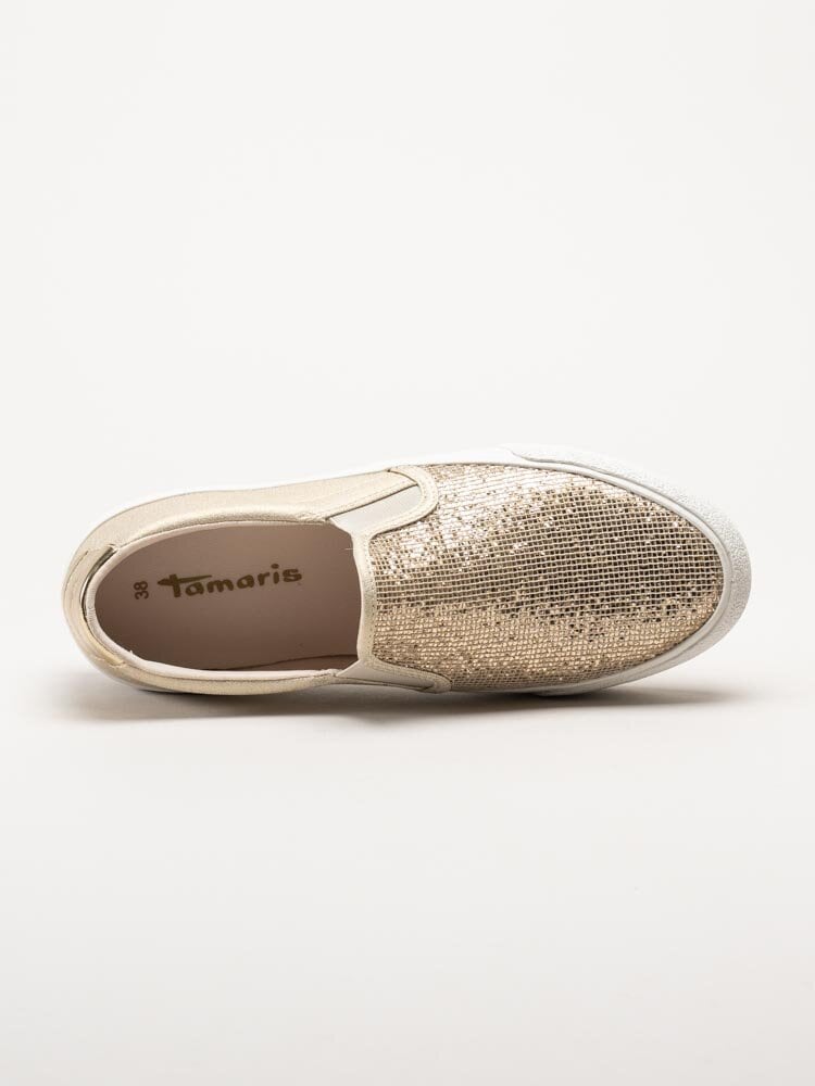 Tamaris - Guldglittriga slip on skor