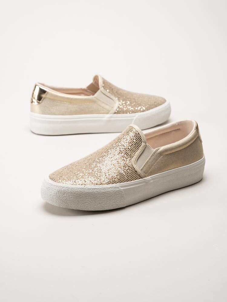 Tamaris - Guldglittriga slip on skor