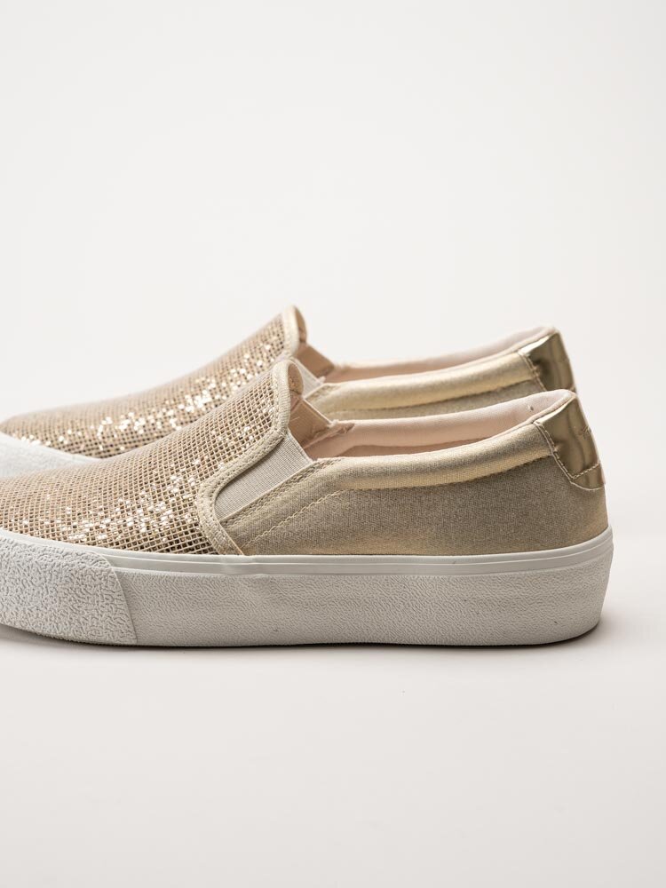 Tamaris - Guldglittriga slip on skor