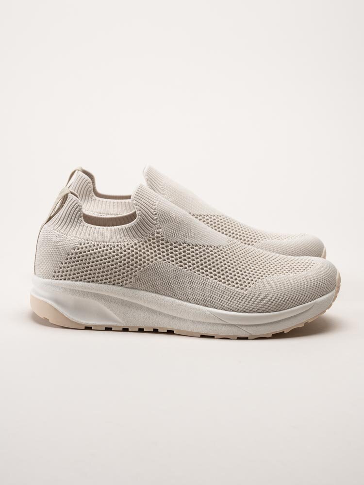 Exani - Ella - Beige slip on sneakers i textil