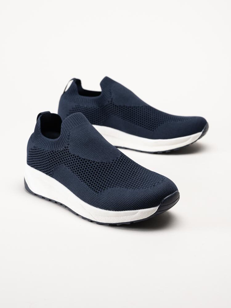 Exani - Ella - Mörkblå slip on sneakers i textil