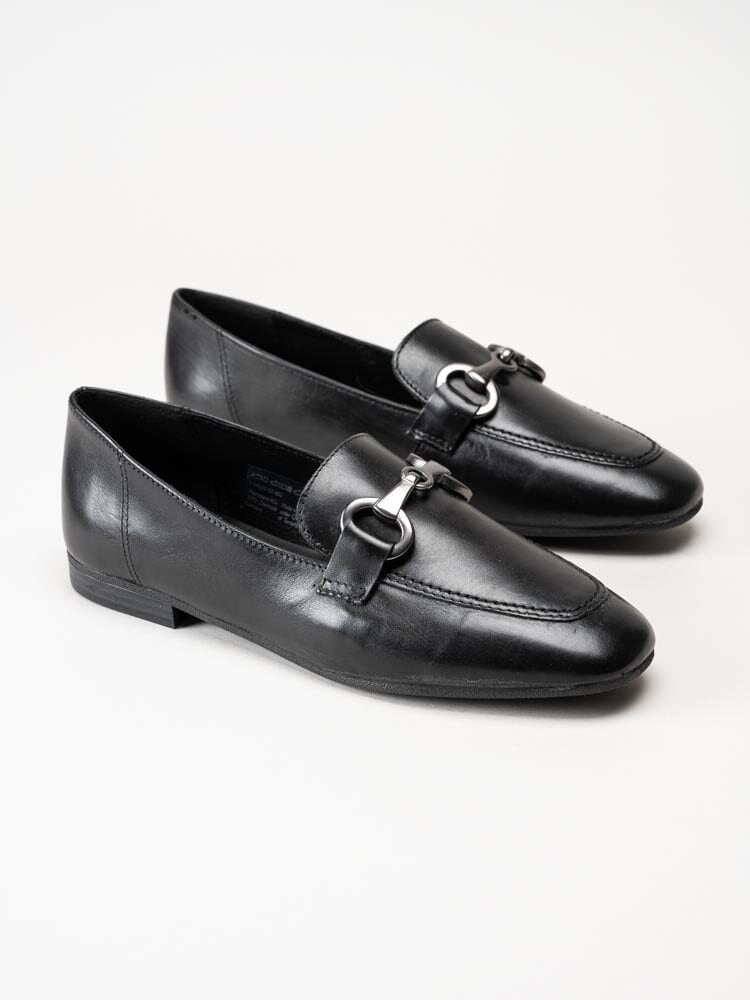 Tamaris - Svarta loafers i skinn