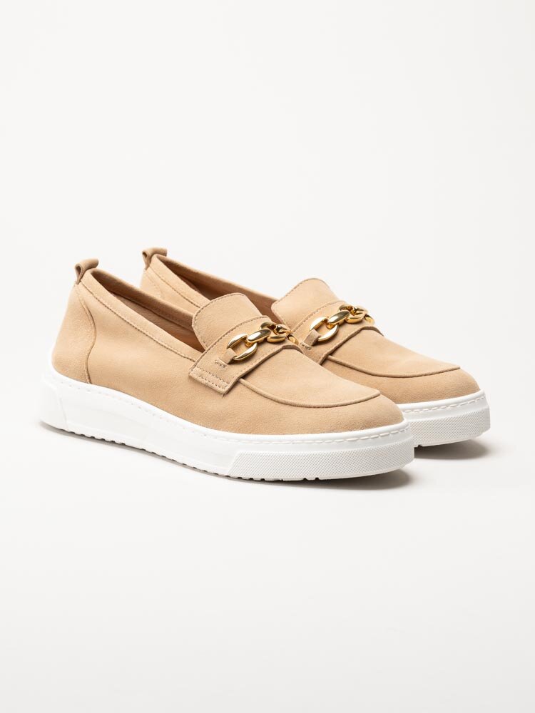 Unisa - Finday_Ks - Beige loafers i mocka