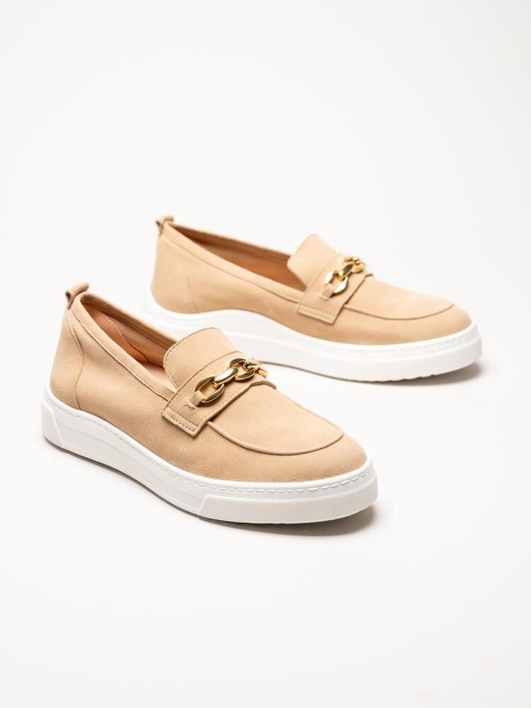 Unisa - Finday_Ks - Beige loafers i mocka