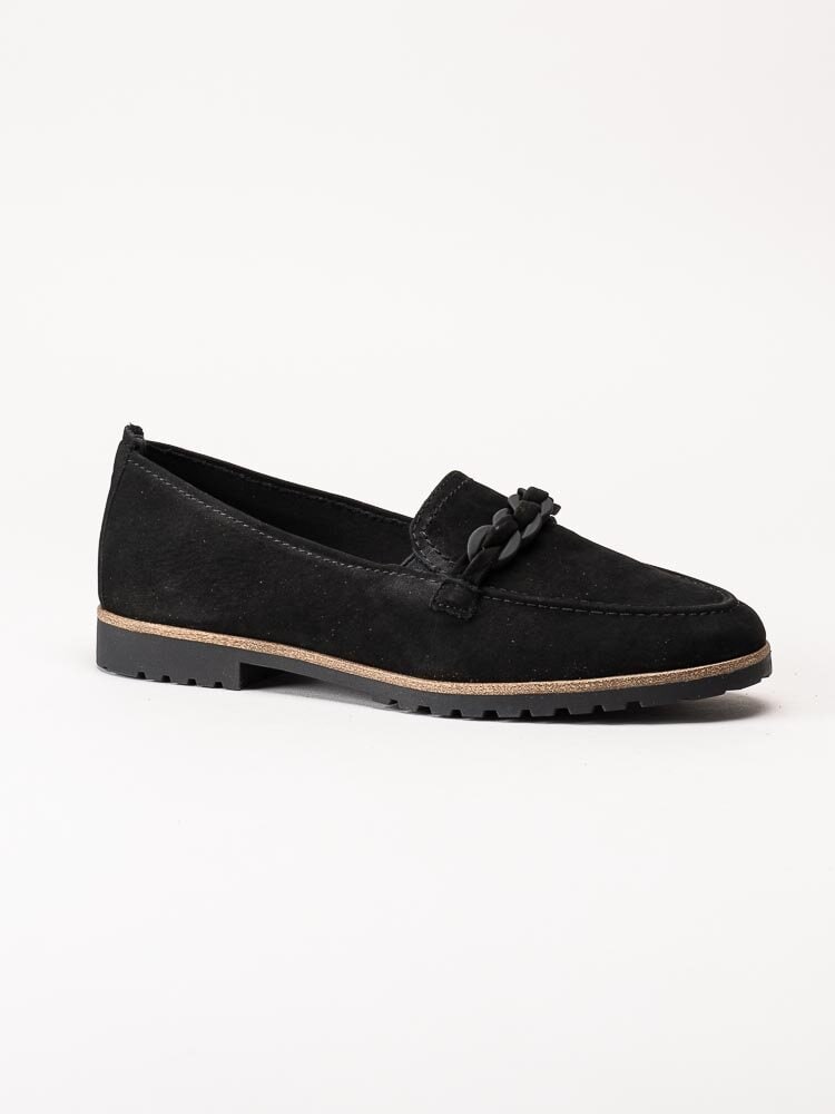 Tamaris - Svarta loafers i nubuck