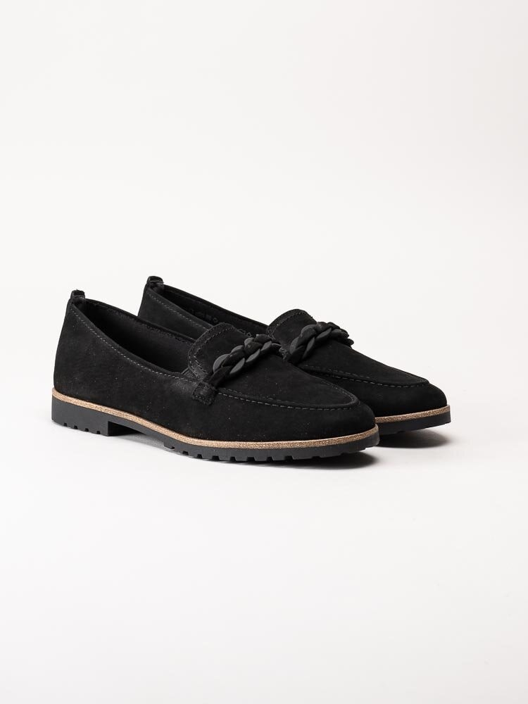 Tamaris - Svarta loafers i nubuck