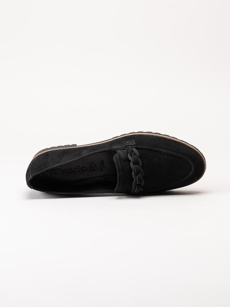 Tamaris - Svarta loafers i nubuck