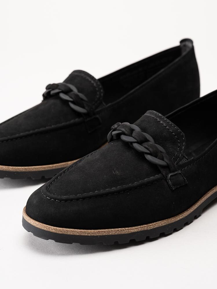 Tamaris - Svarta loafers i nubuck