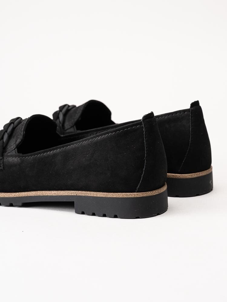 Tamaris - Svarta loafers i nubuck