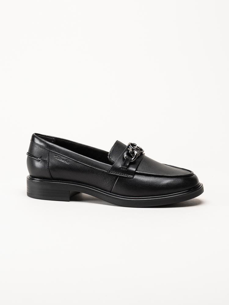 Tamaris - Svarta loafers med dekorlänk