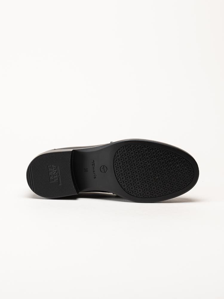 Tamaris - Svarta loafers med dekorlänk