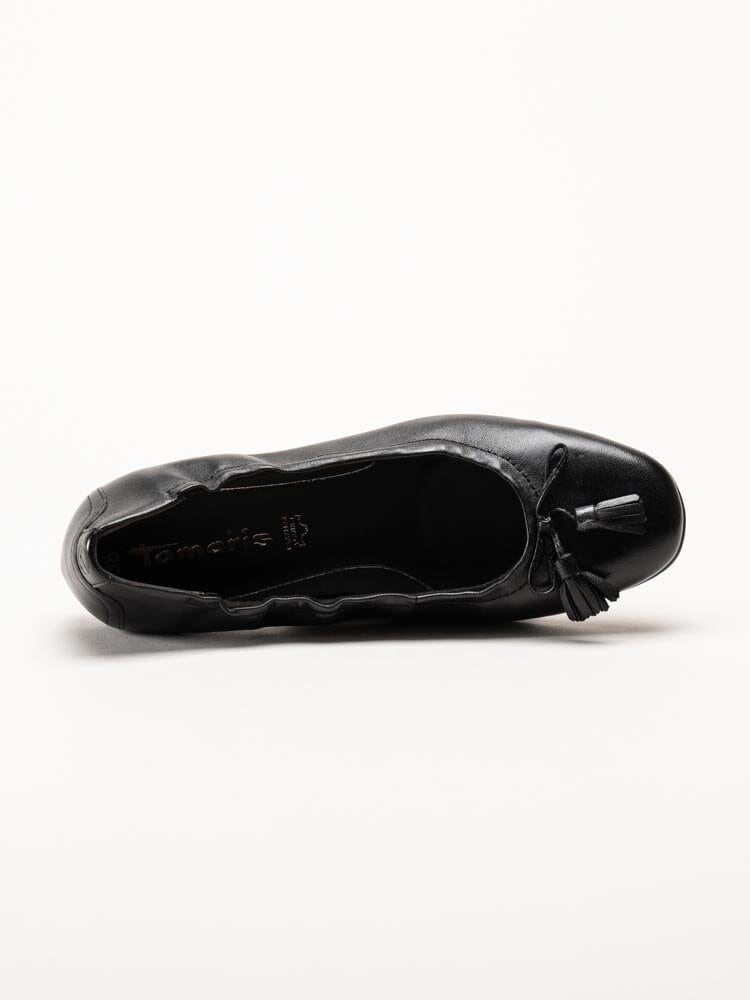 Tamaris - Svarta ballerina i skinn