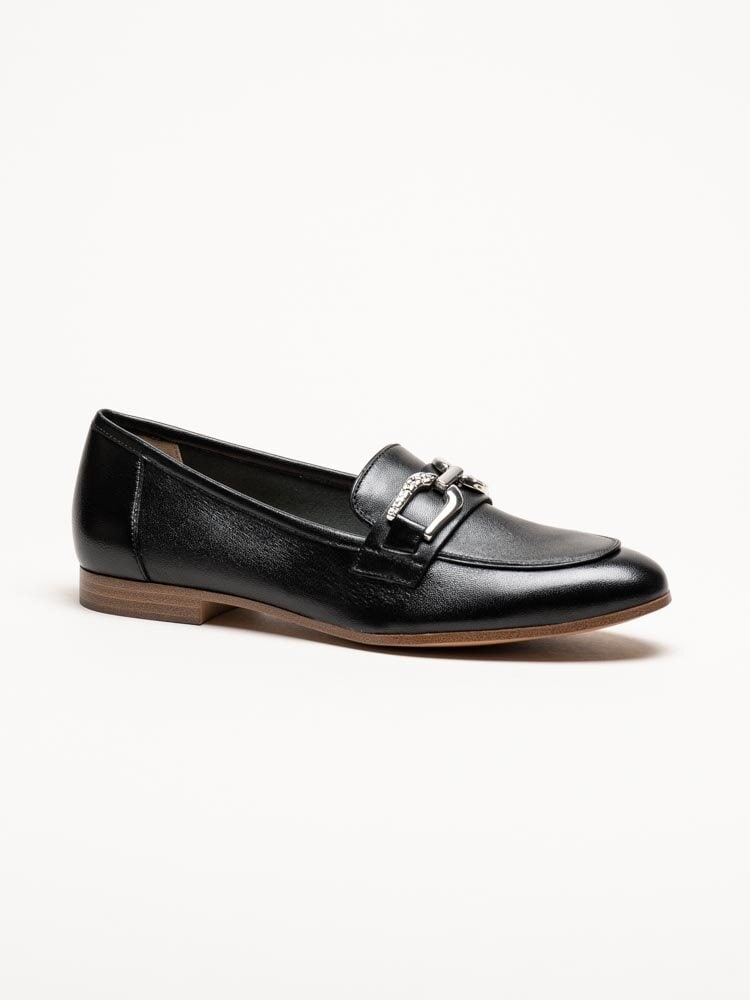 Caprice - Svarta loafers i skinn