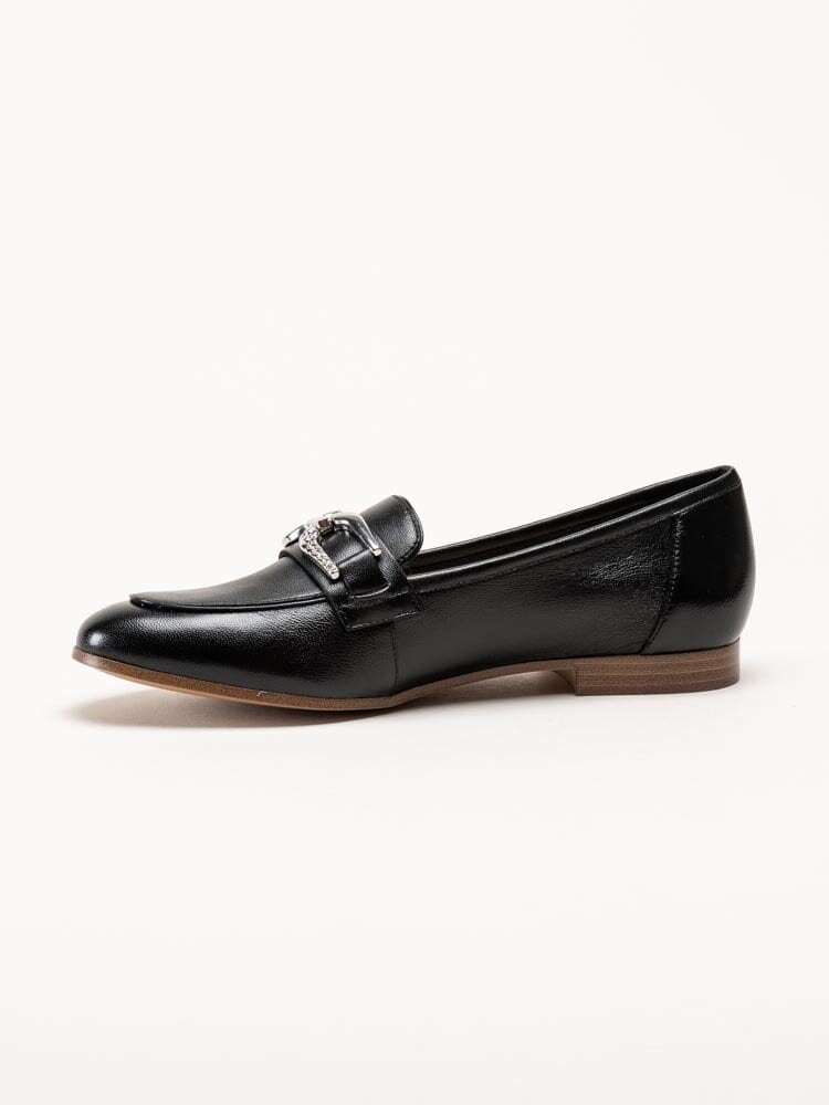Caprice - Svarta loafers i skinn
