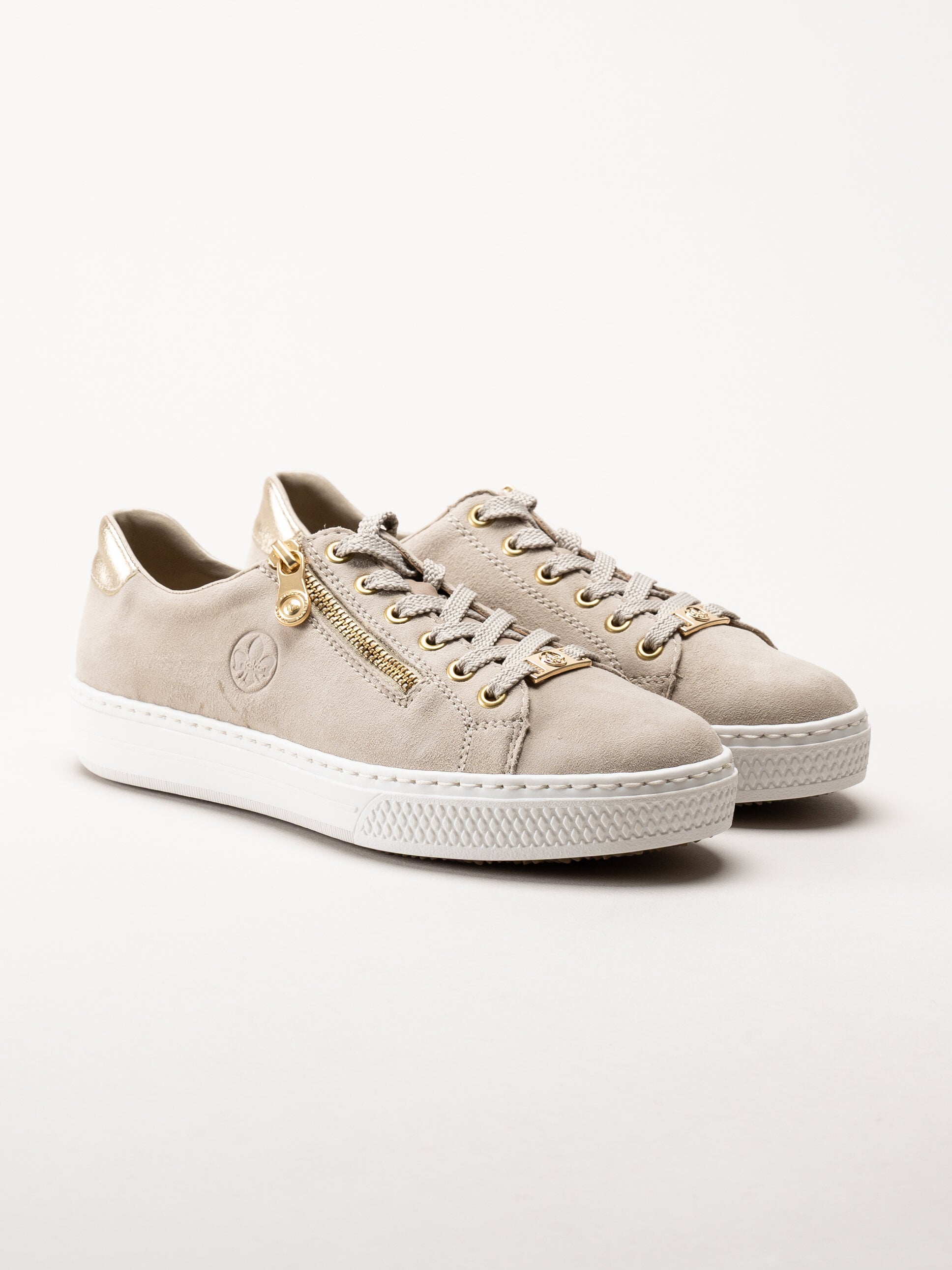 Rieker - Beige sneakers i mocka